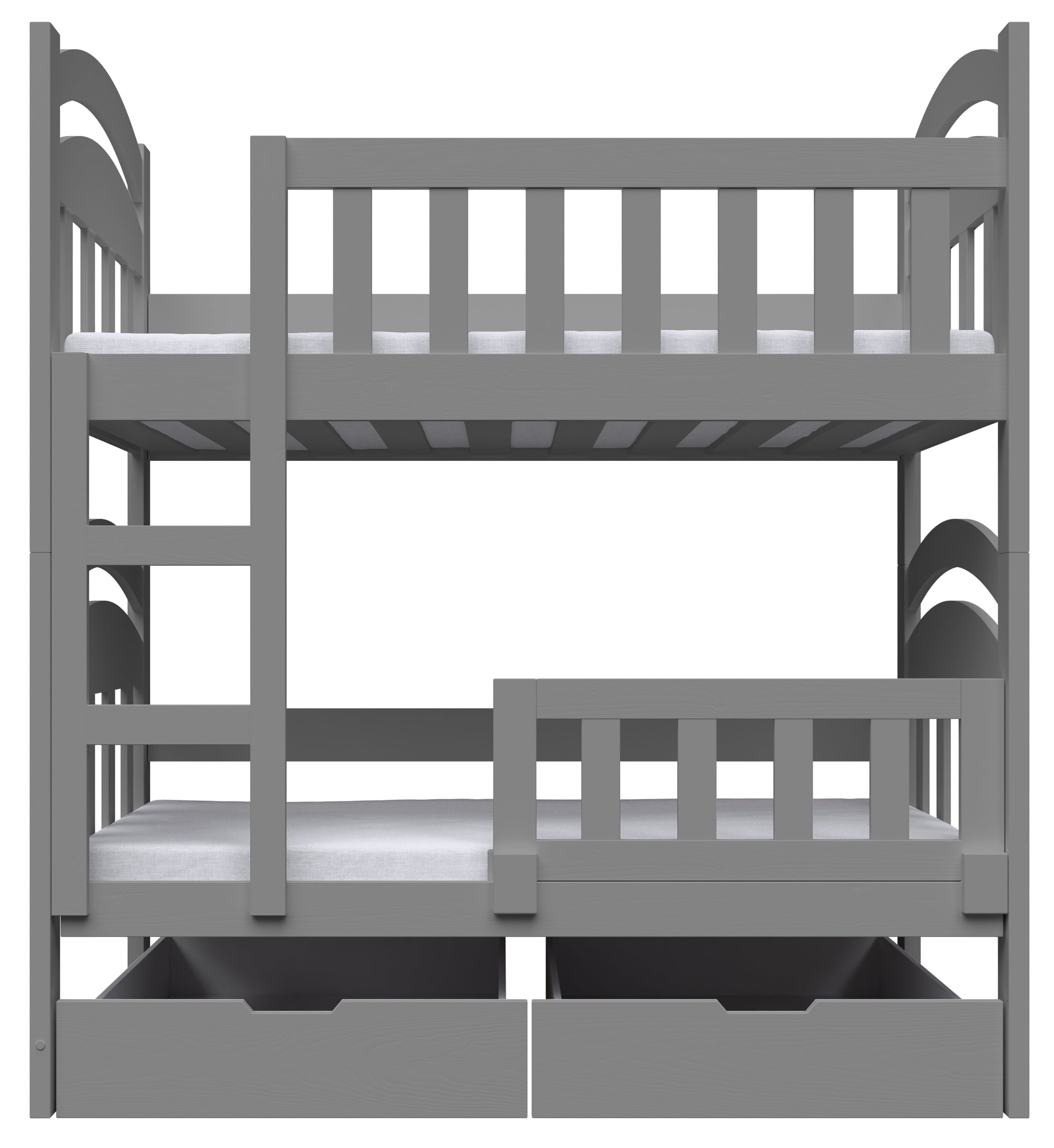 Etagenbett 90x200 cm Dopio mit Schubladen grau