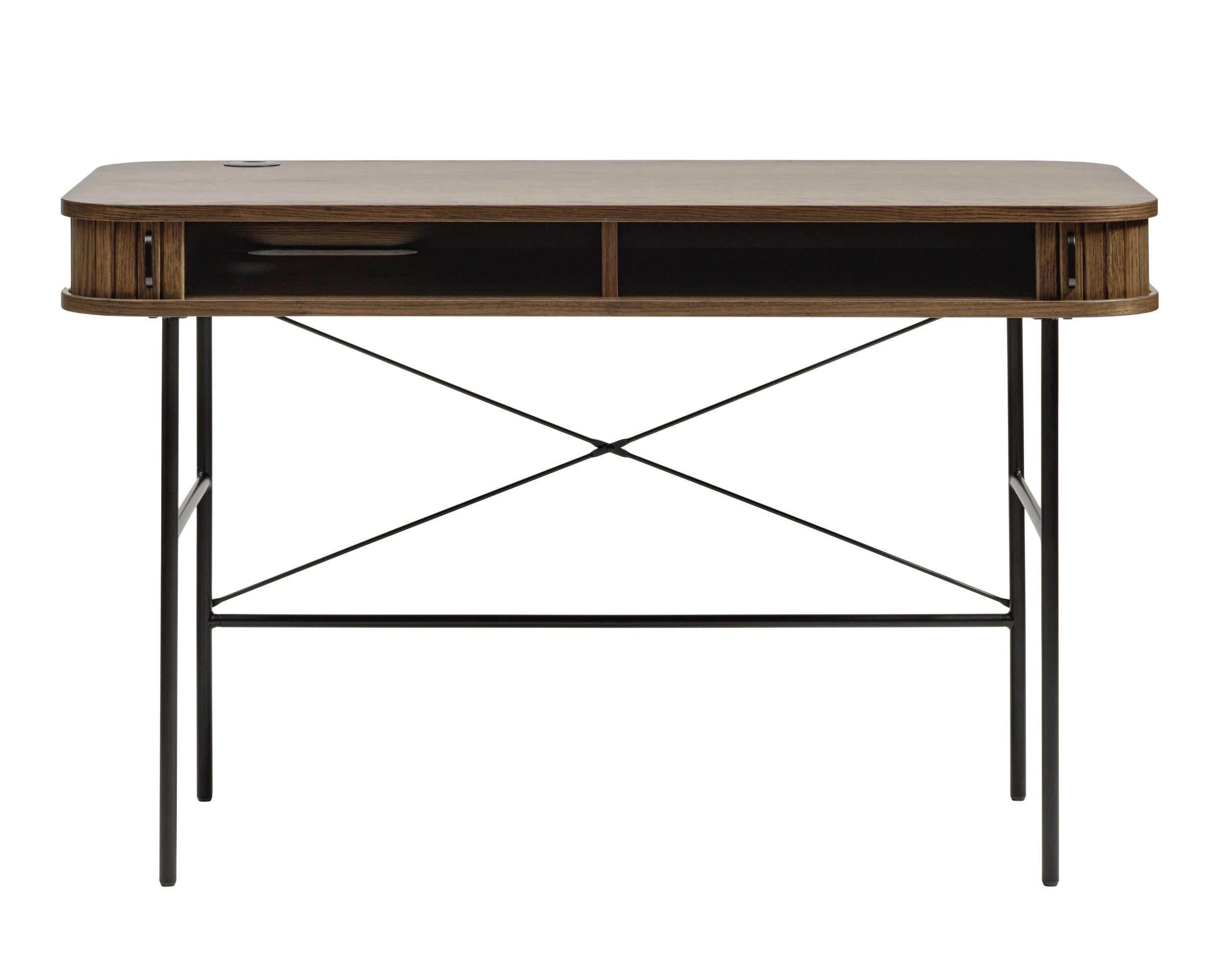 Schreibtisch Gativel 120x60 cm Lamellen in gebranntem Eichenholz