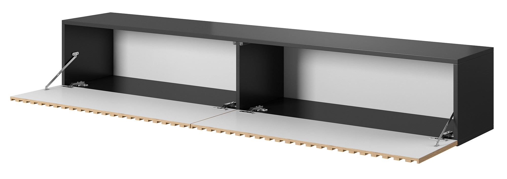 TV-Schrank Telire 175 cm schwarz mit lamellenförmiger Front Artisan-Eiche