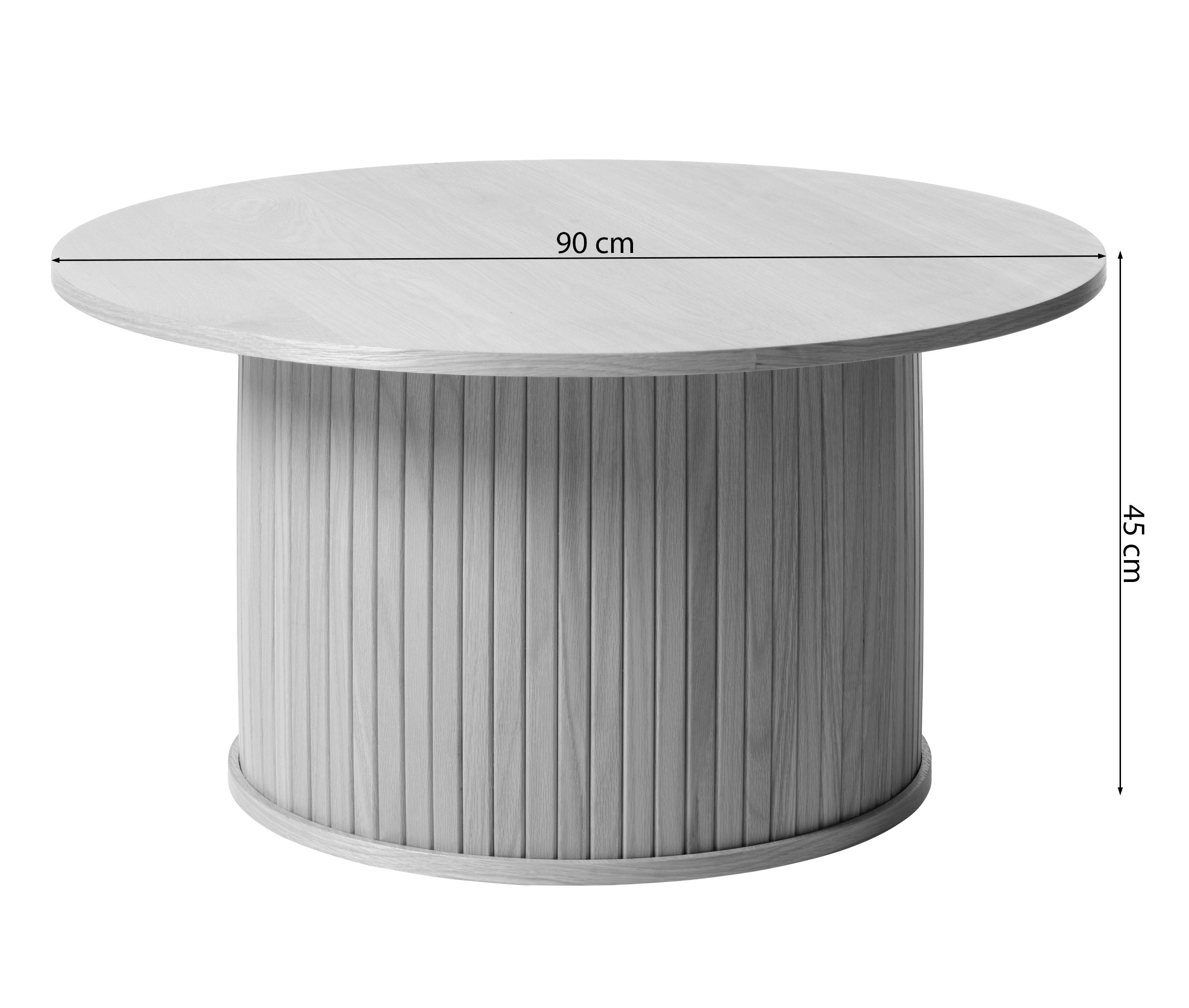 Runder Holztisch Gativel 90 cm mit runder Lamellenbasis, natur Eiche
