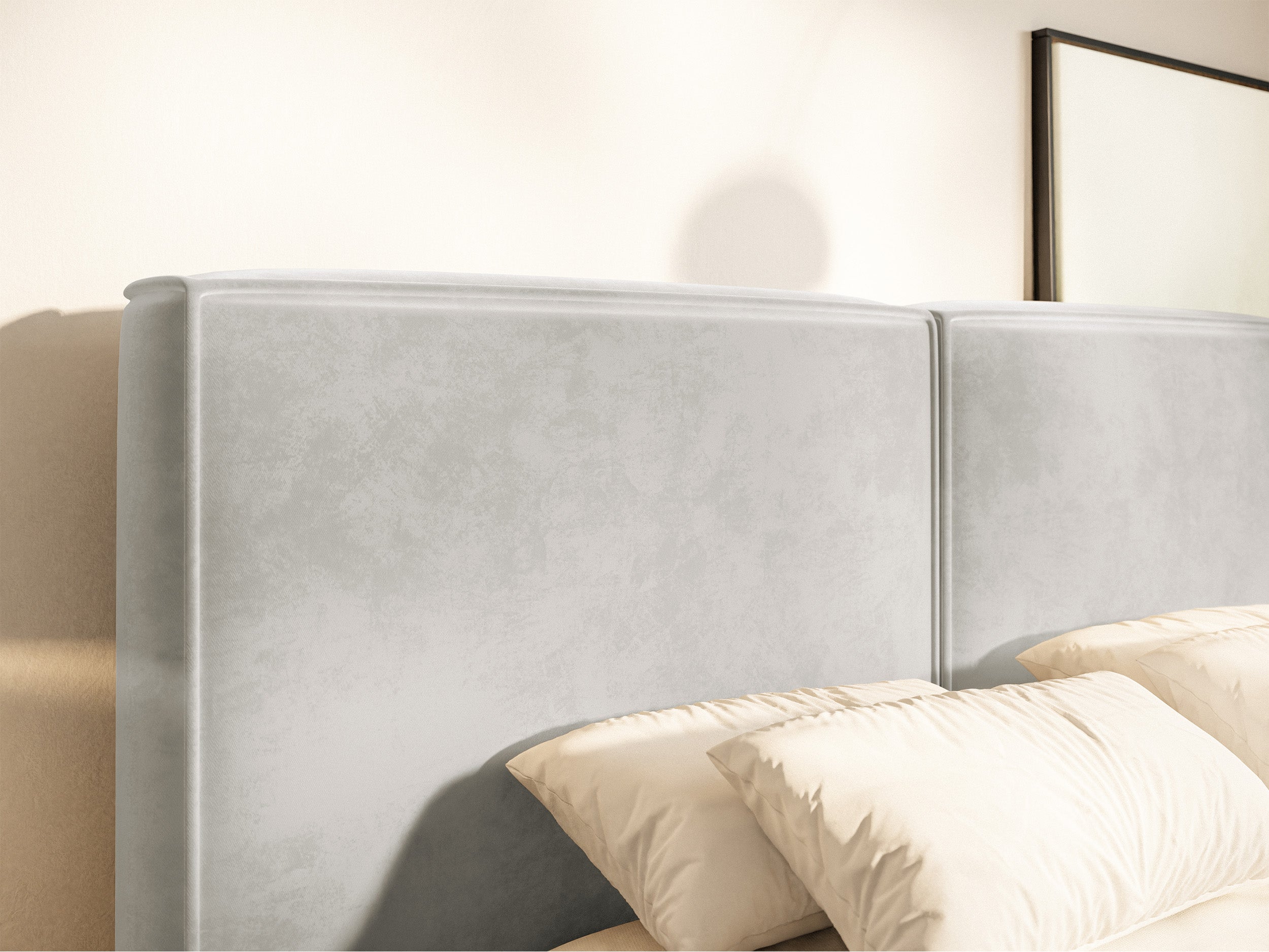 Polsterbett 160x200 cm Tilves mit Stauraum, Metallrahmen, grau-beiges Samt