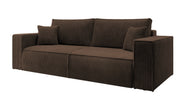 Dreisitziges ausklappbares Sofa Farese mit Stauraum, brauner Cord