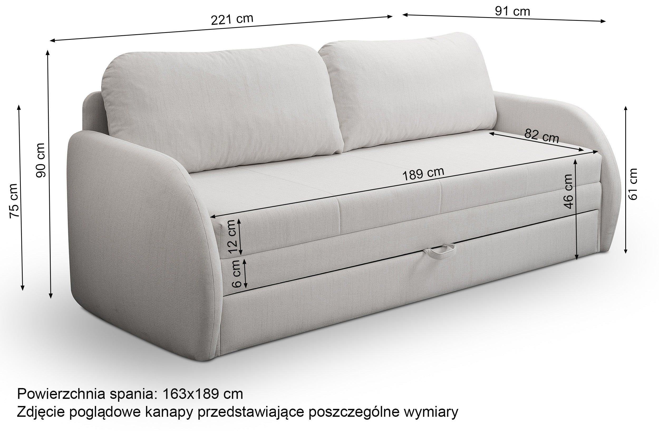 Drei-Sitzer-Schlafsofa Diego in hellbeige, Geflecht