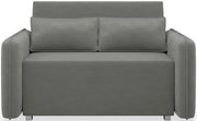 Zweisitziges Schlafsofa Duelia mit Stauraum, dunkelgrauer hydrophober Chenillebezug