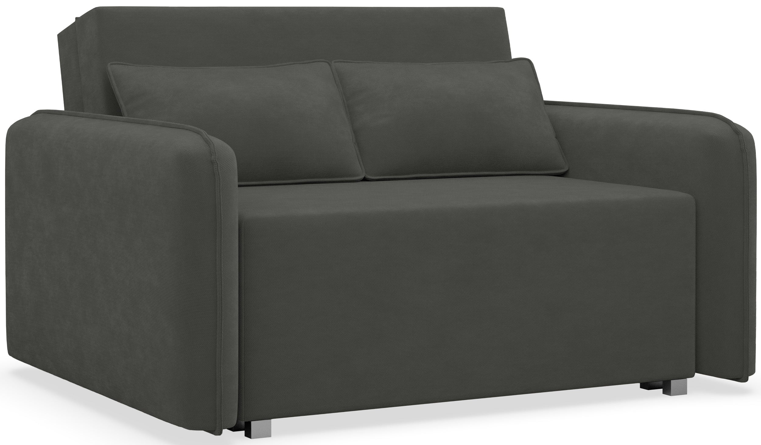 Zweisitziges ausklappbares Sofa Duelia mit Stauraum, graphitfarben, hydrophobes Chenille