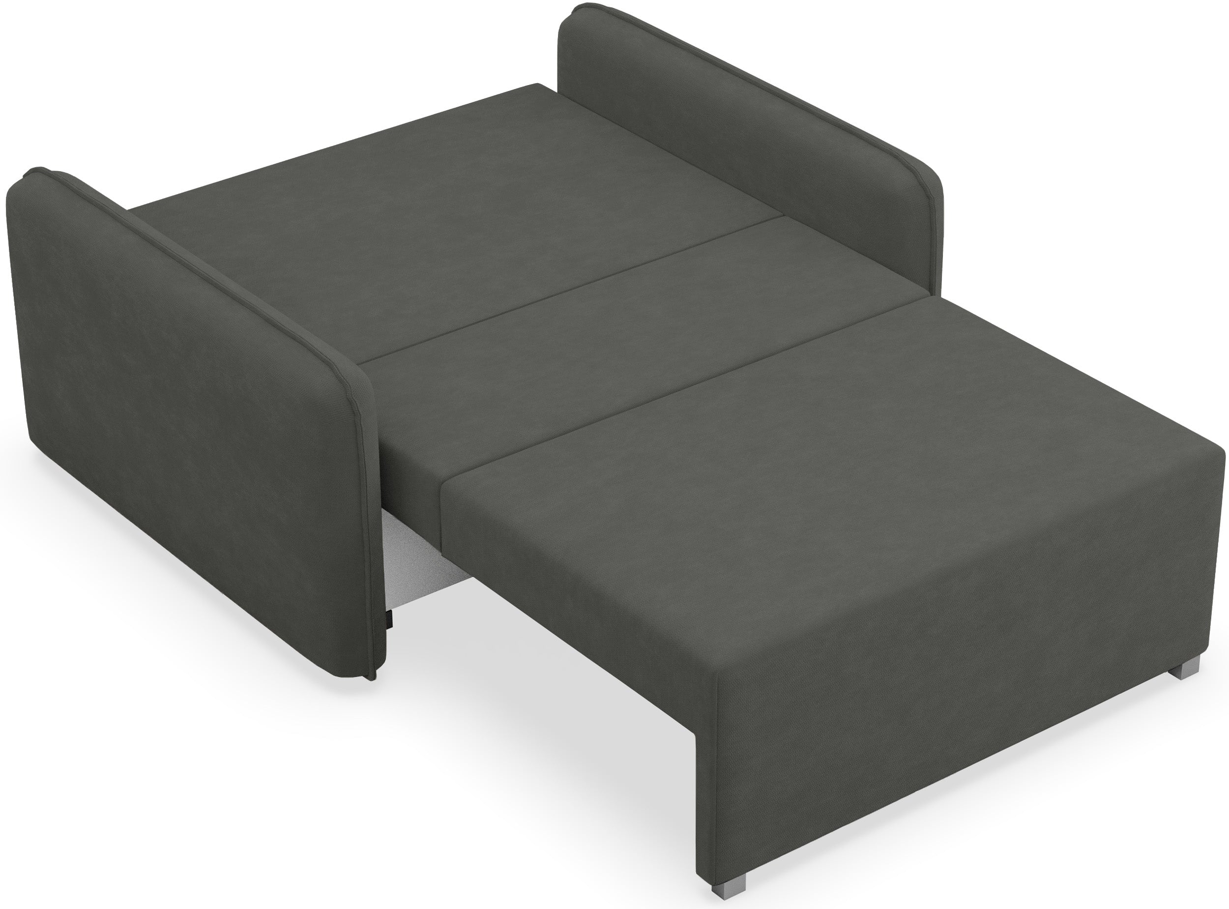 Zweisitziges ausklappbares Sofa Duelia mit Stauraum, graphitfarben, hydrophobes Chenille