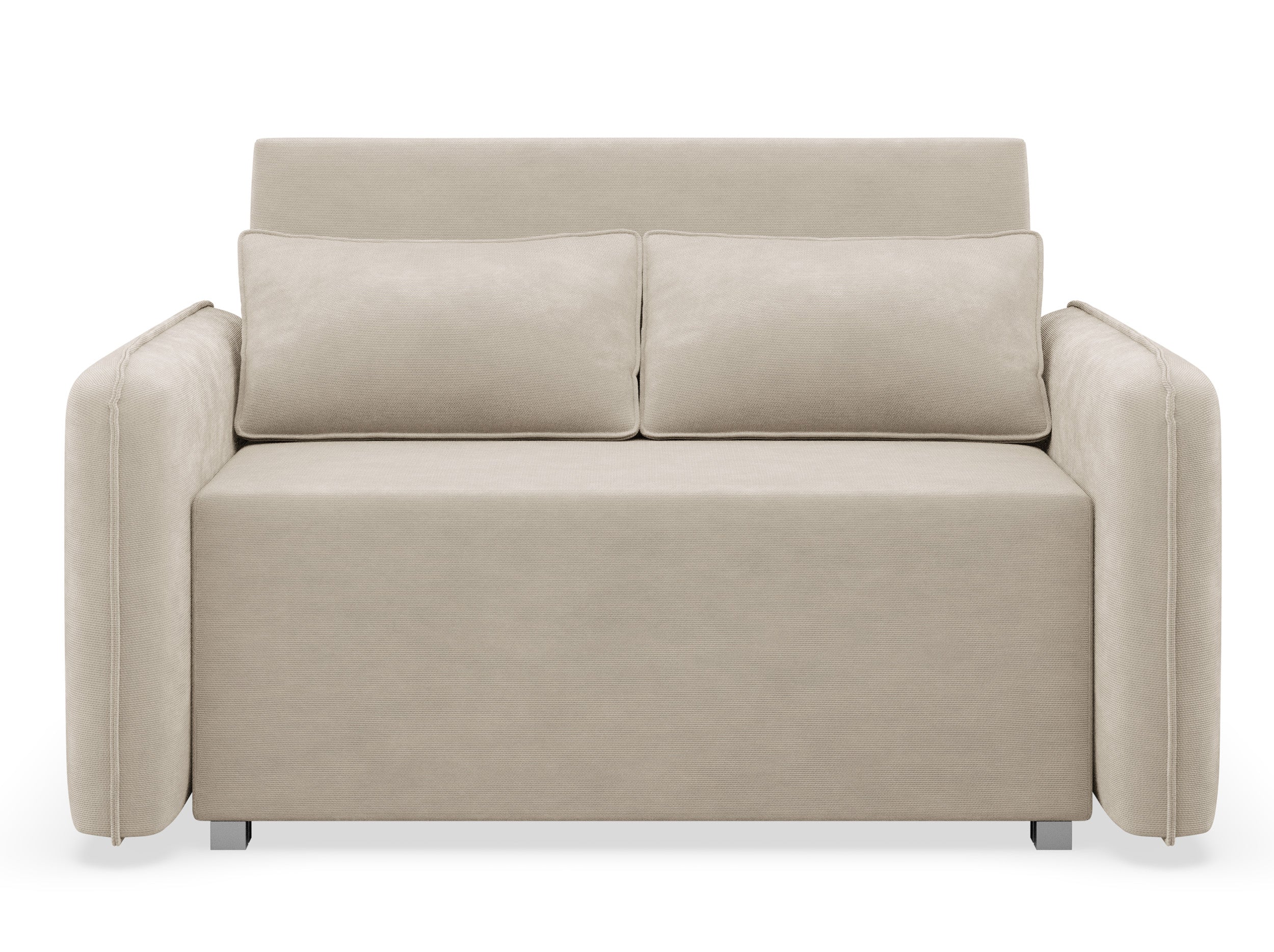 Zweisitziges ausklappbares Sofa Duelia mit Stauraum, beige, hydrophobes Chenille