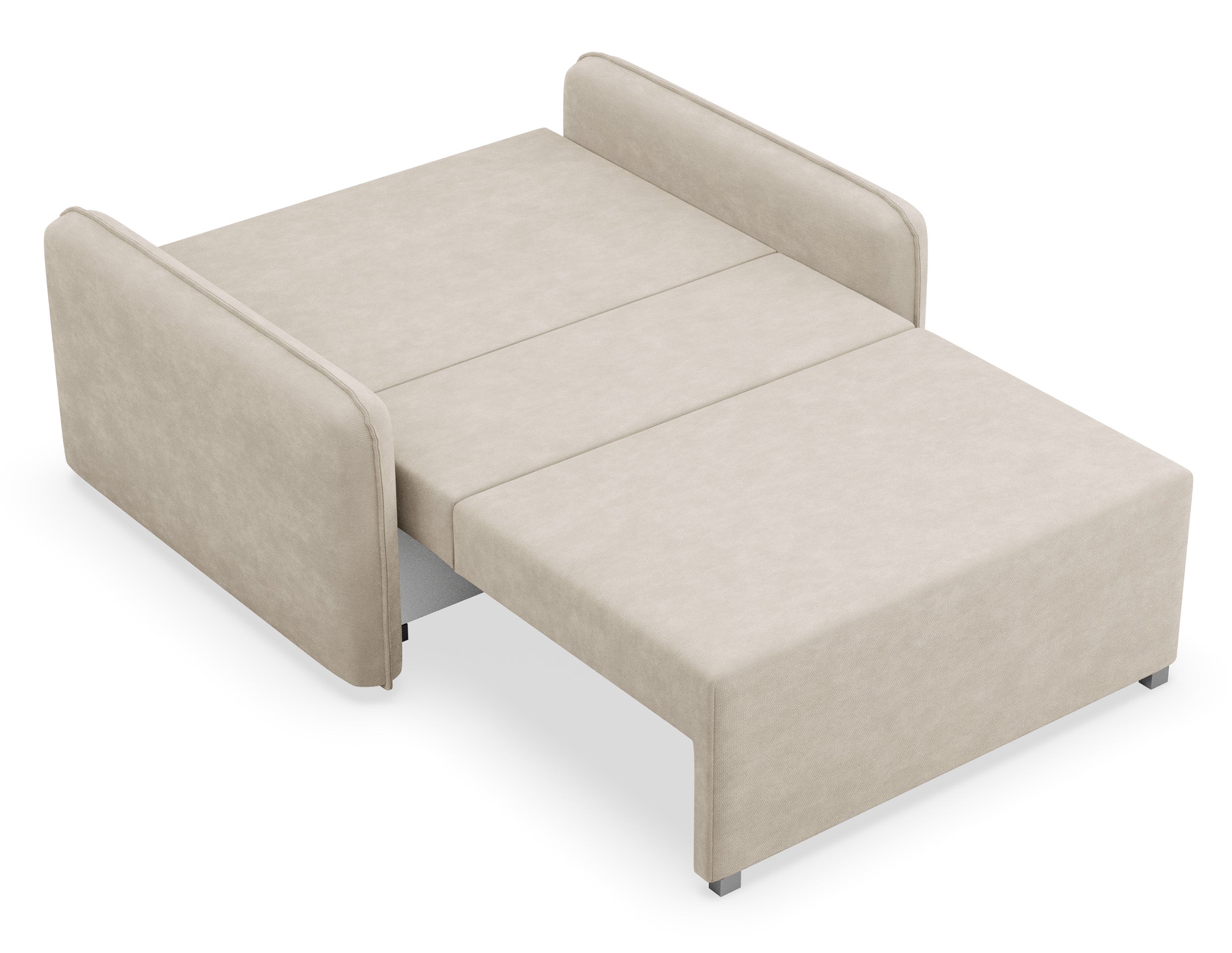 Zweisitziges ausklappbares Sofa Duelia mit Stauraum, beige, hydrophobes Chenille
