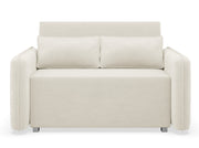 Zweisitziges ausklappbares Sofa Duelia mit Stauraum, cremefarben, hydrophobes Chenille