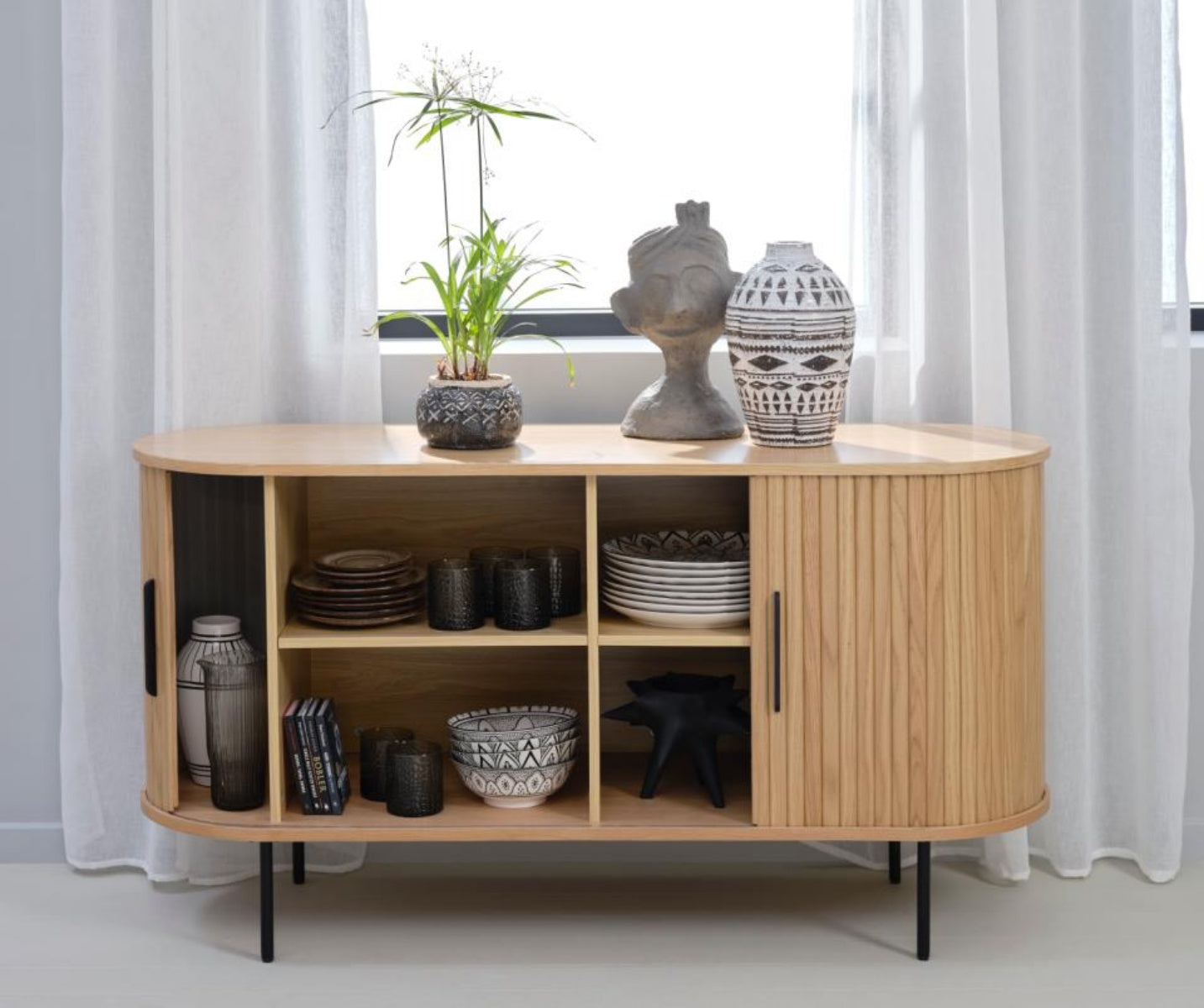 Kommode Gativel 140x76 cm Lamellen Eiche Natur
