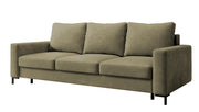 Dreisitziges ausklappbares Sofa Mokpeo mit Stauraum, dunkelbeige Samtvelours