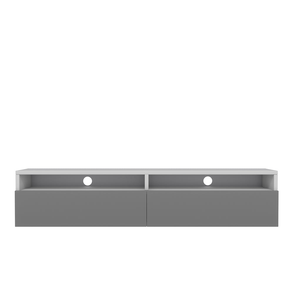TV-Schrank mit zwei Schubladen Rednaw 140 cm Weiß matt / Grau glänzend