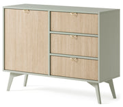 Favoria Kommode mit einer Tür und Schubladen, 106 cm, Eukalyptus/Scandi Fischgrätmuster mit goldenen Griffen