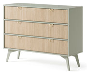 Kommode Favoria mit Schubladen 106 cm Eukalyptus/Scandi Fischgrätmuster mit goldenen Griffen