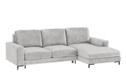 Ecksofa mit Schlaffunktion Mokpeo, L-förmig, mit zwei Stauraumfächern, schwarzen Füßen, grauer, pflegeleichter Samt, rechtsseitig