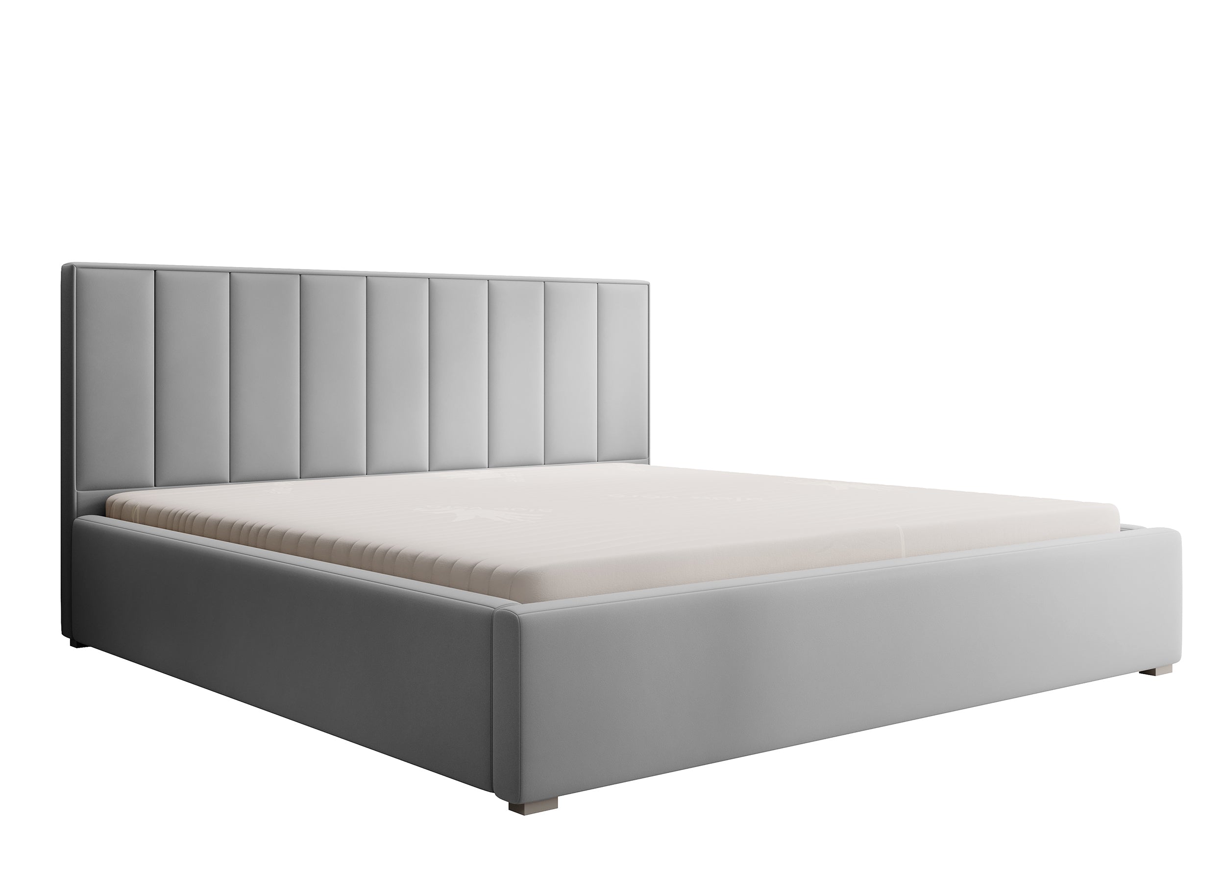 Gepolstertes Bett 160x200 cm Rinus mit Stauraum, hellgrau, aus wasserabweisendem Stoff