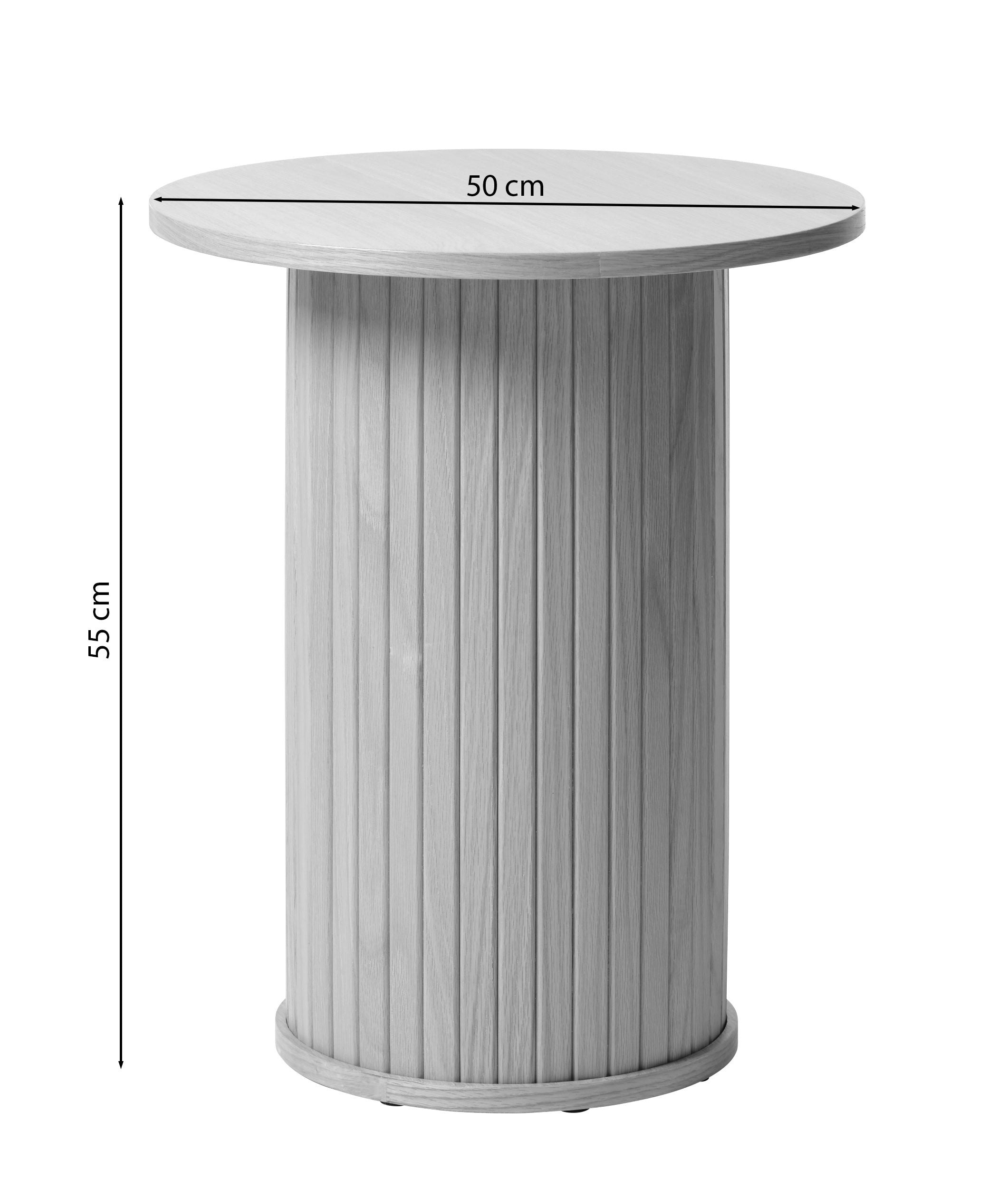 Runder Couchtisch Gativel 50 cm Lamellen Eiche Schwarz