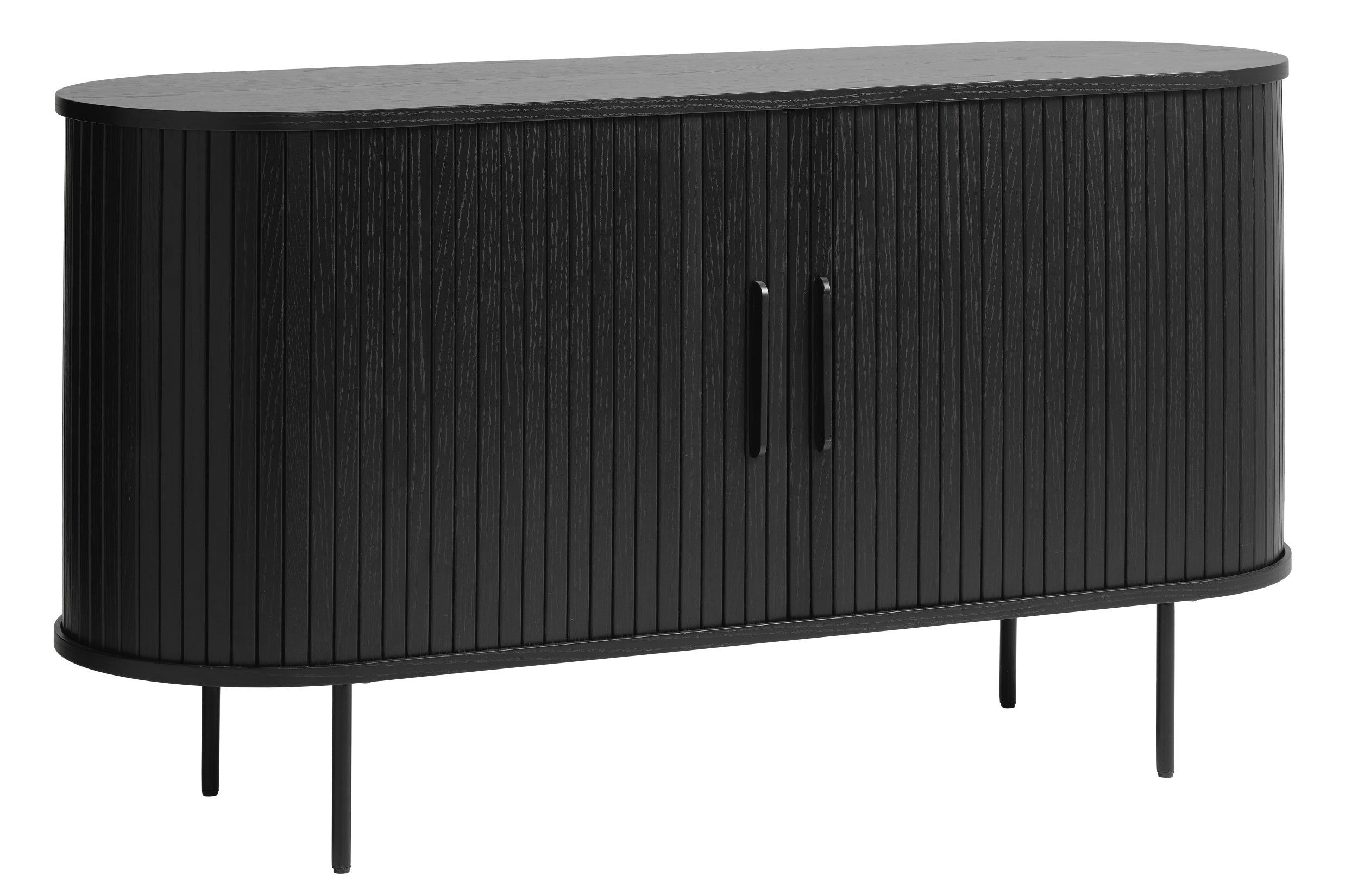 Kommode Gativel 140x76 cm Lamellen Eiche Schwarz