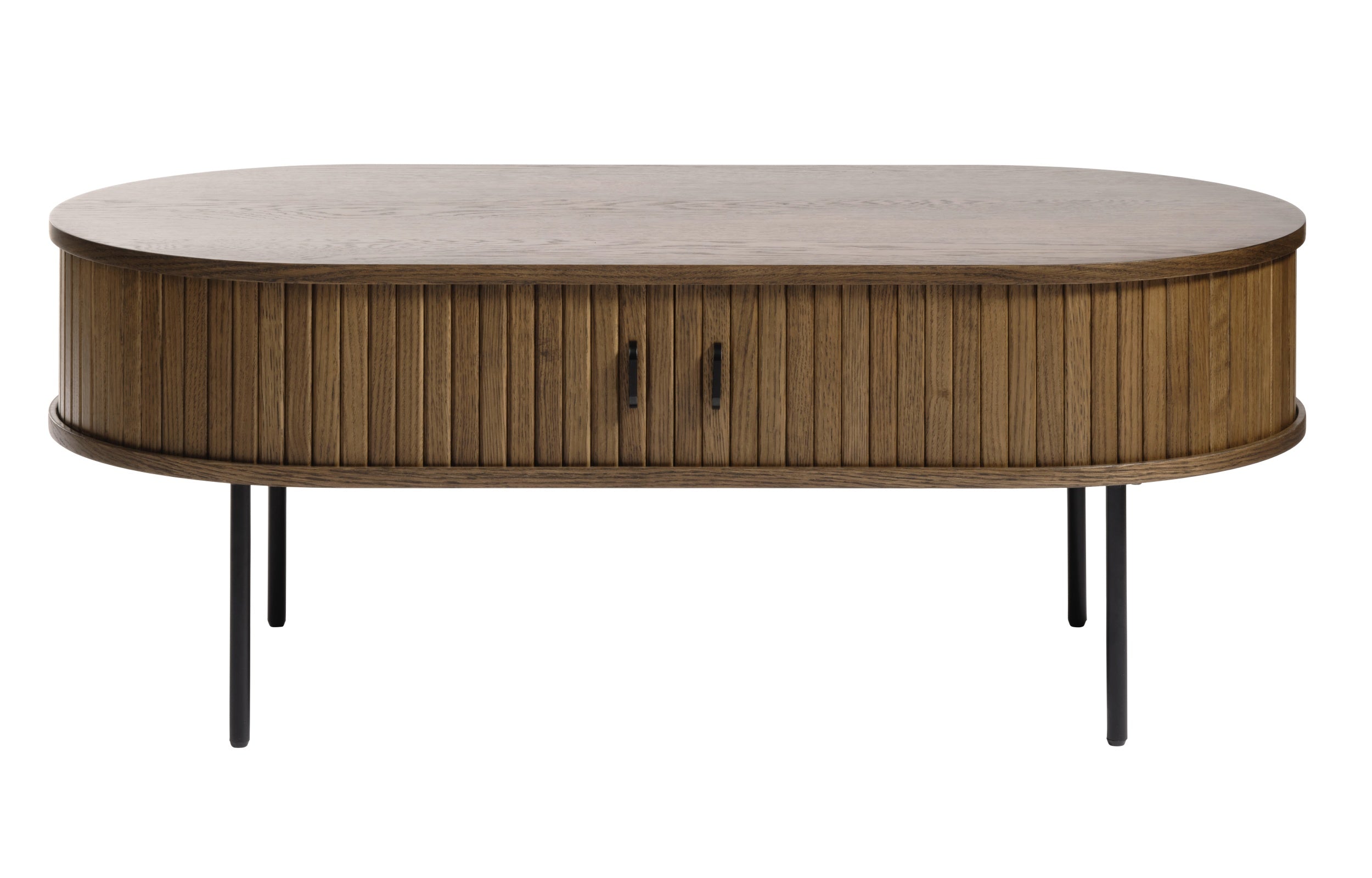 Holz-Couchtisch Gativel 120x60 cm, Lamellen in gebranntem Eichenholz