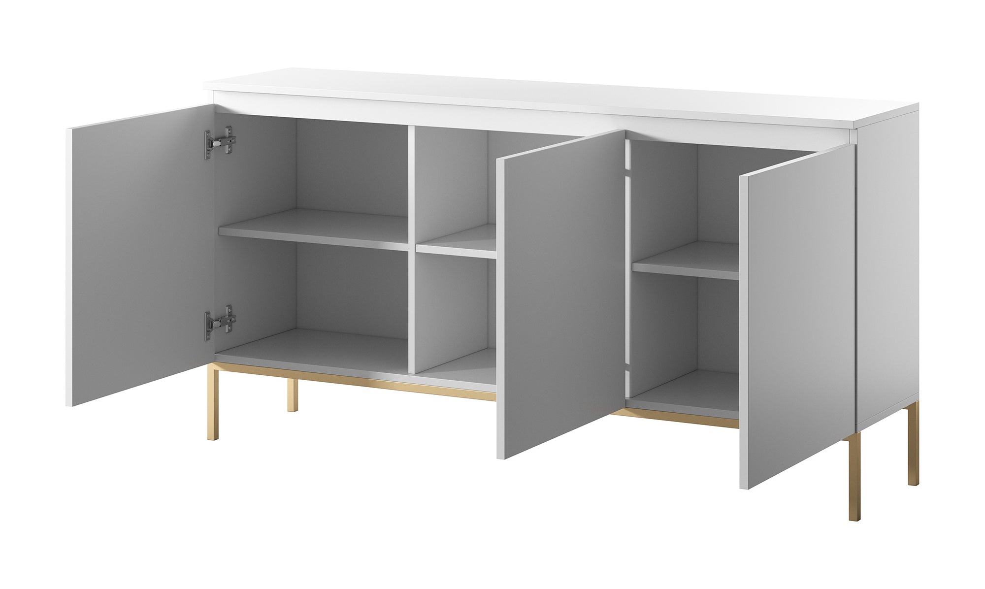 Drehtürenschrank Bemmi 150 cm weiß mit goldenen Beinen