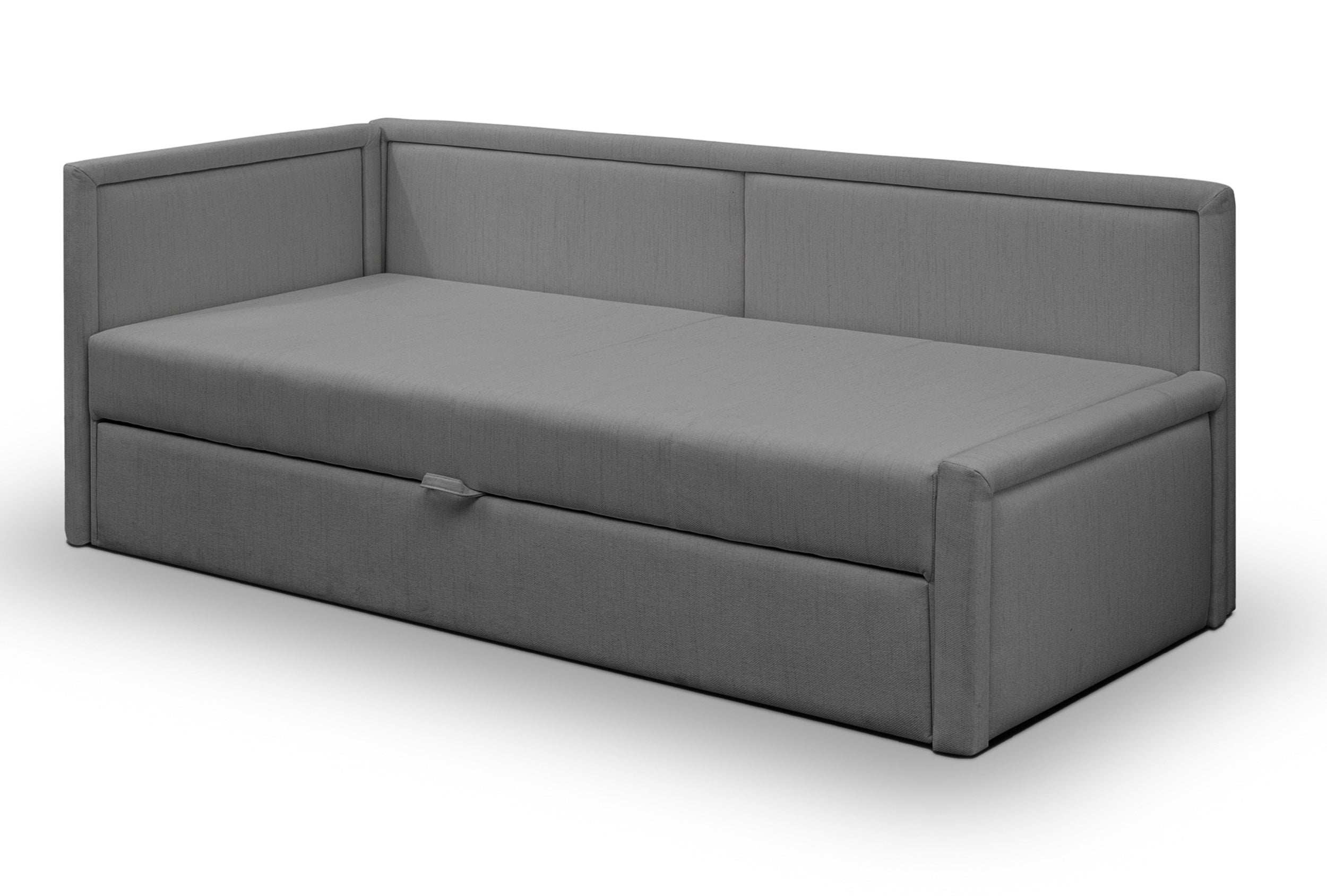 Ausziehbares Doppelbett Caprili, dunkelgrau, Flechtmuster, universell einsetzbar