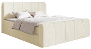 Kontinentales Bett 180x200 cm Cloudy II mit Stauraum und Topper, cremefarbenes hydrophobes Chenille
