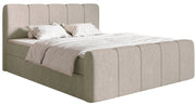 Kontinentales Bett 160x200 cm Cloudy II mit Stauraum und Topper, grau-brauner hydrophober Chenillestoff
