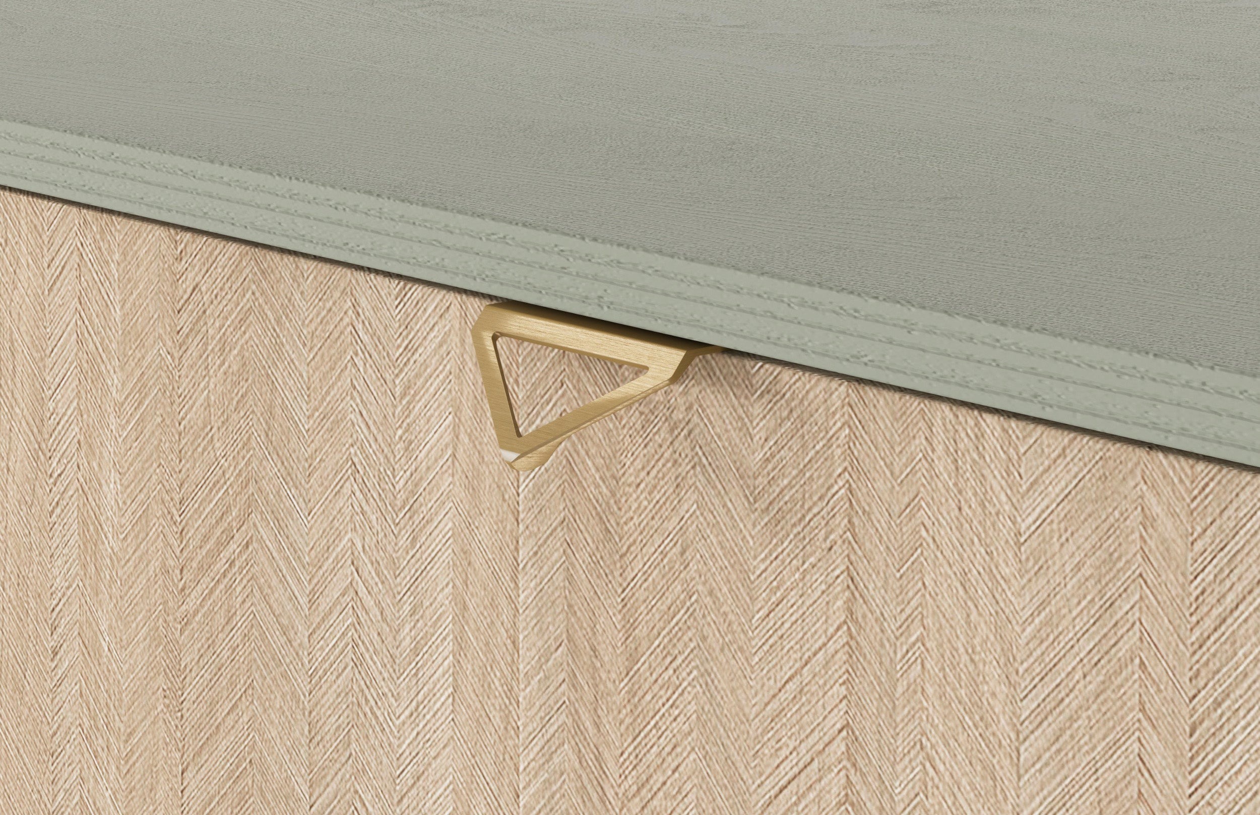 Favoria Regal mit zwei Türen 80 cm Eukalyptus/Fischgrät-Scandi mit goldenen Griffen