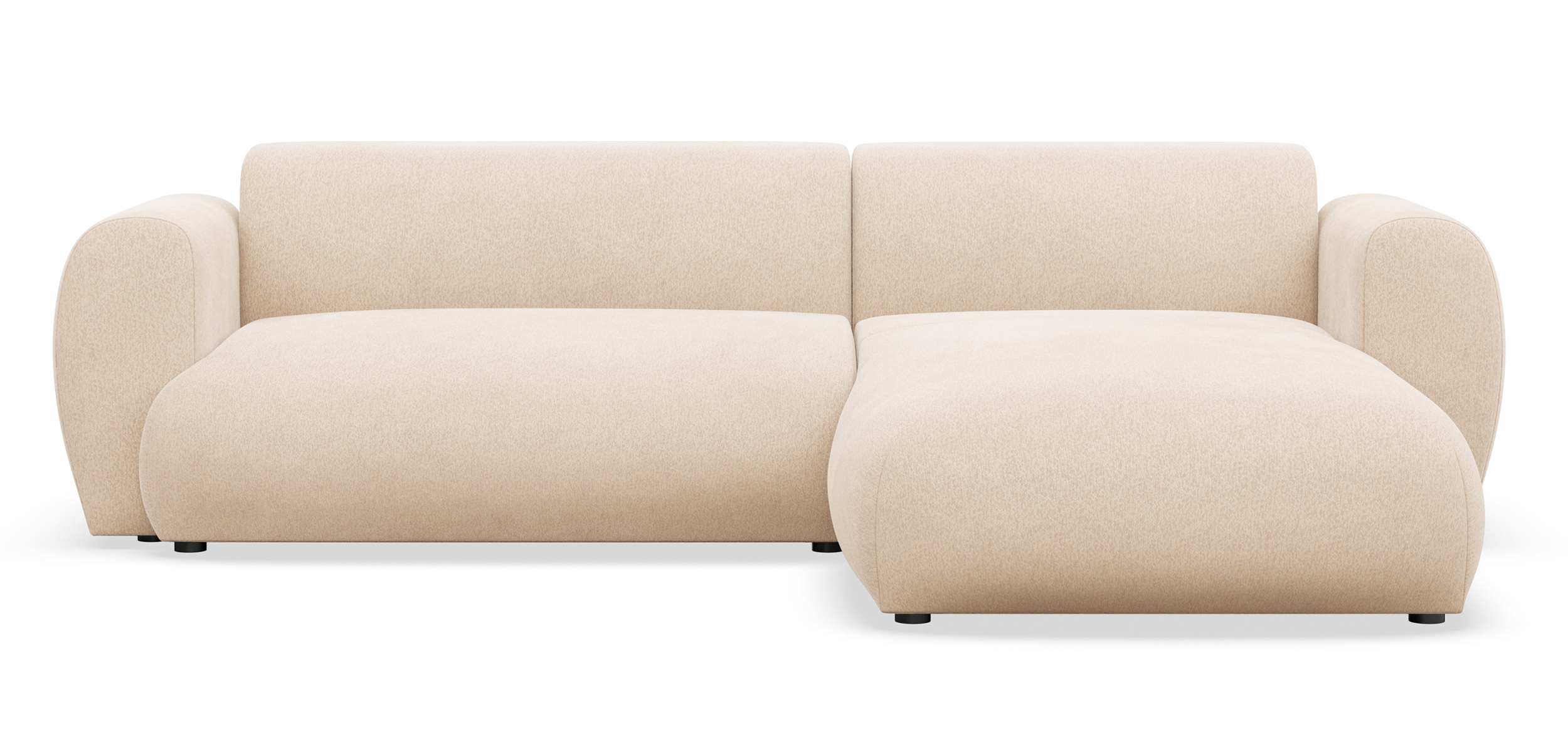 Ecksofa mit Schlaffunktion Emia, L-förmig, rechtsseitig, hellbeige Chenille