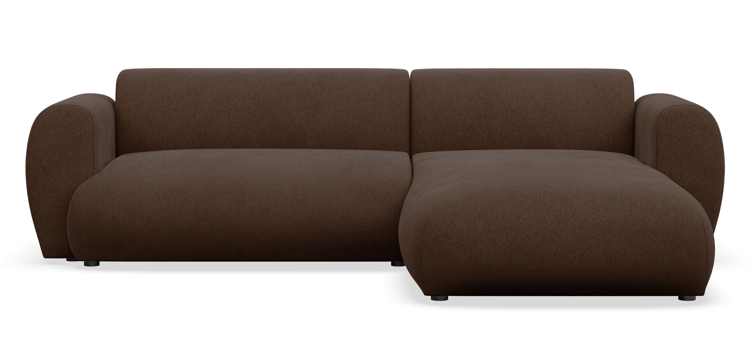 Ecksofa mit Schlaffunktion Emia, L-förmig, rechtsseitig, brauner Chenille-Bezug