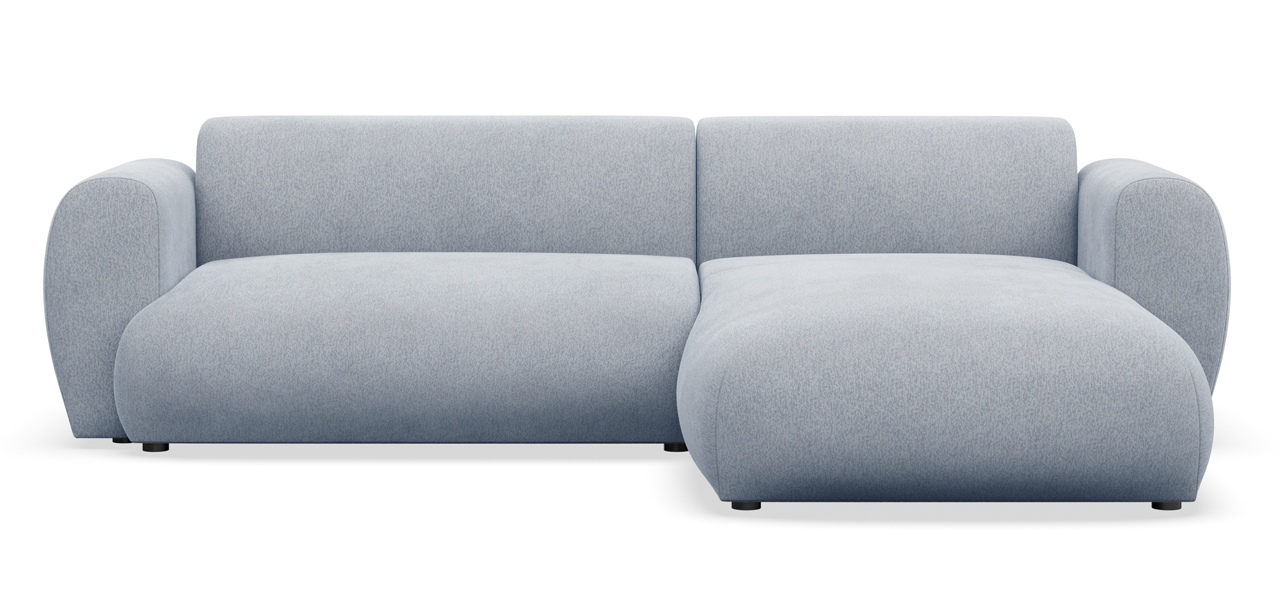 Ecksofa mit Schlaffunktion Emia, L-förmig, rechtsseitig, hellblauer Chenille-Stoff