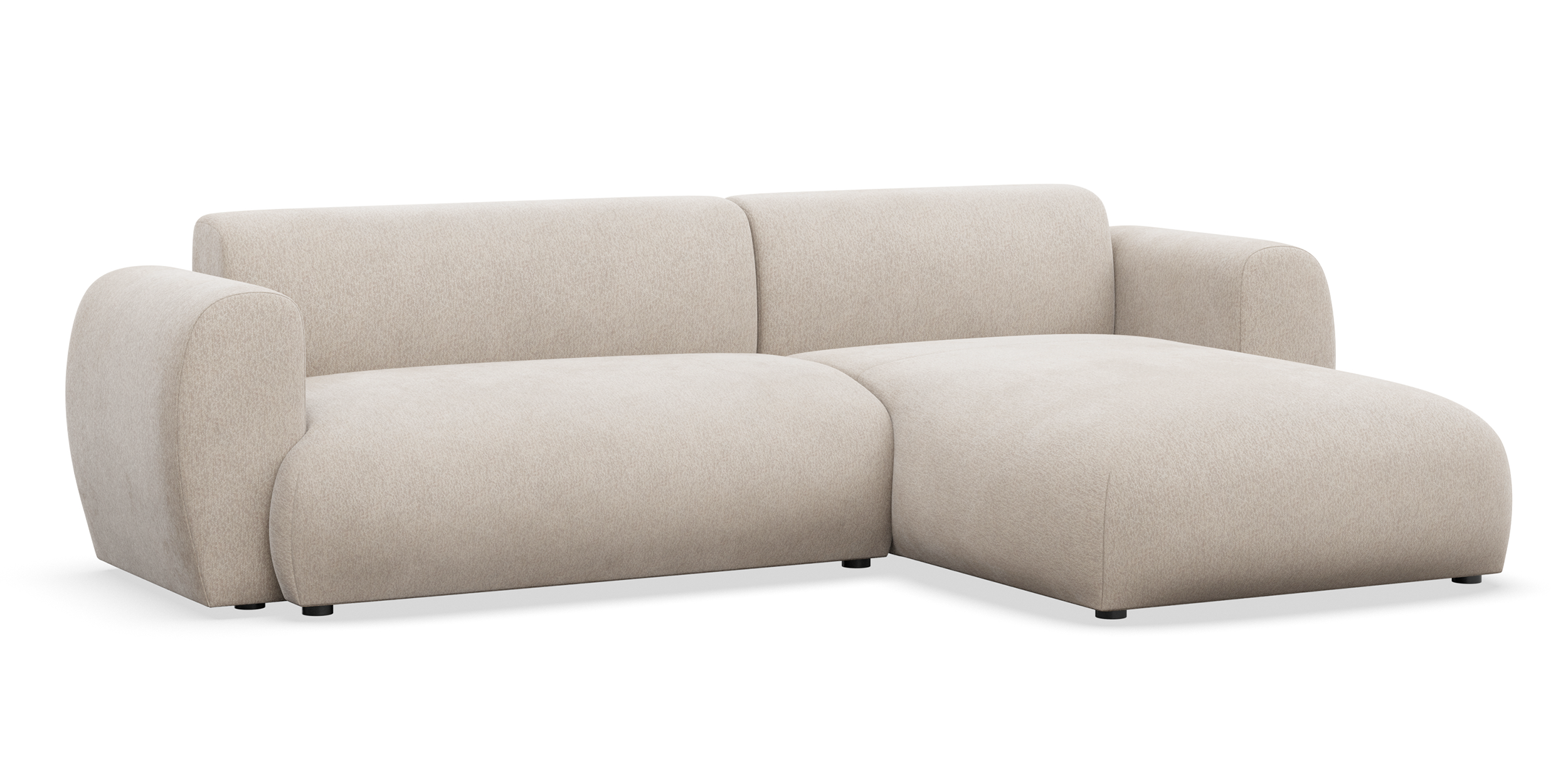 Ecksofa mit Schlaffunktion Emia, L-Form, rechtsseitig, beige Chenille