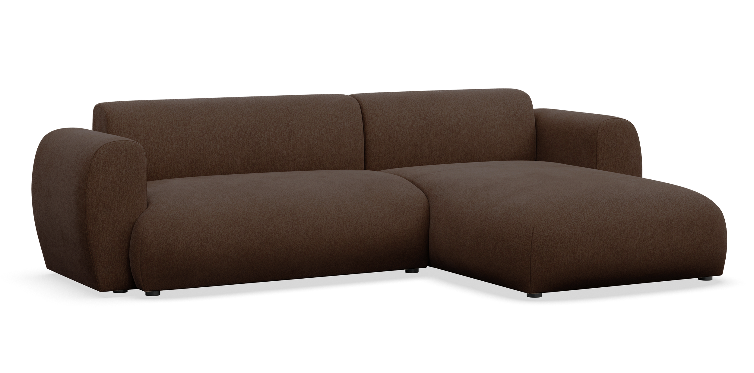 Ecksofa mit Schlaffunktion Emia, L-förmig, rechtsseitig, brauner Chenille-Bezug