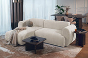 Ecksofa mit Schlaffunktion Emia, L-förmig, linksseitig, beige Chenille