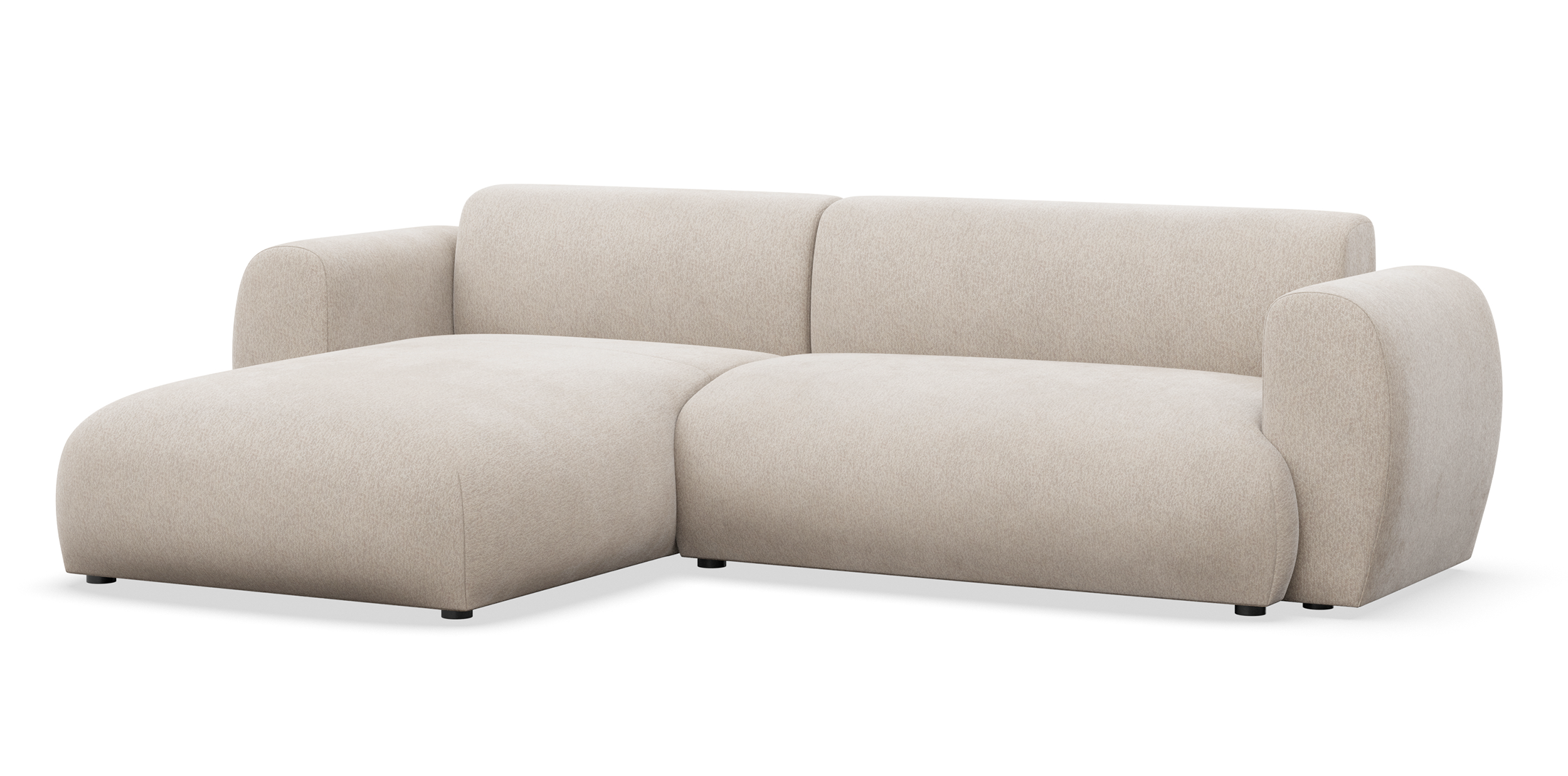 Ecksofa mit Schlaffunktion Emia, L-förmig, linksseitig, beige Chenille