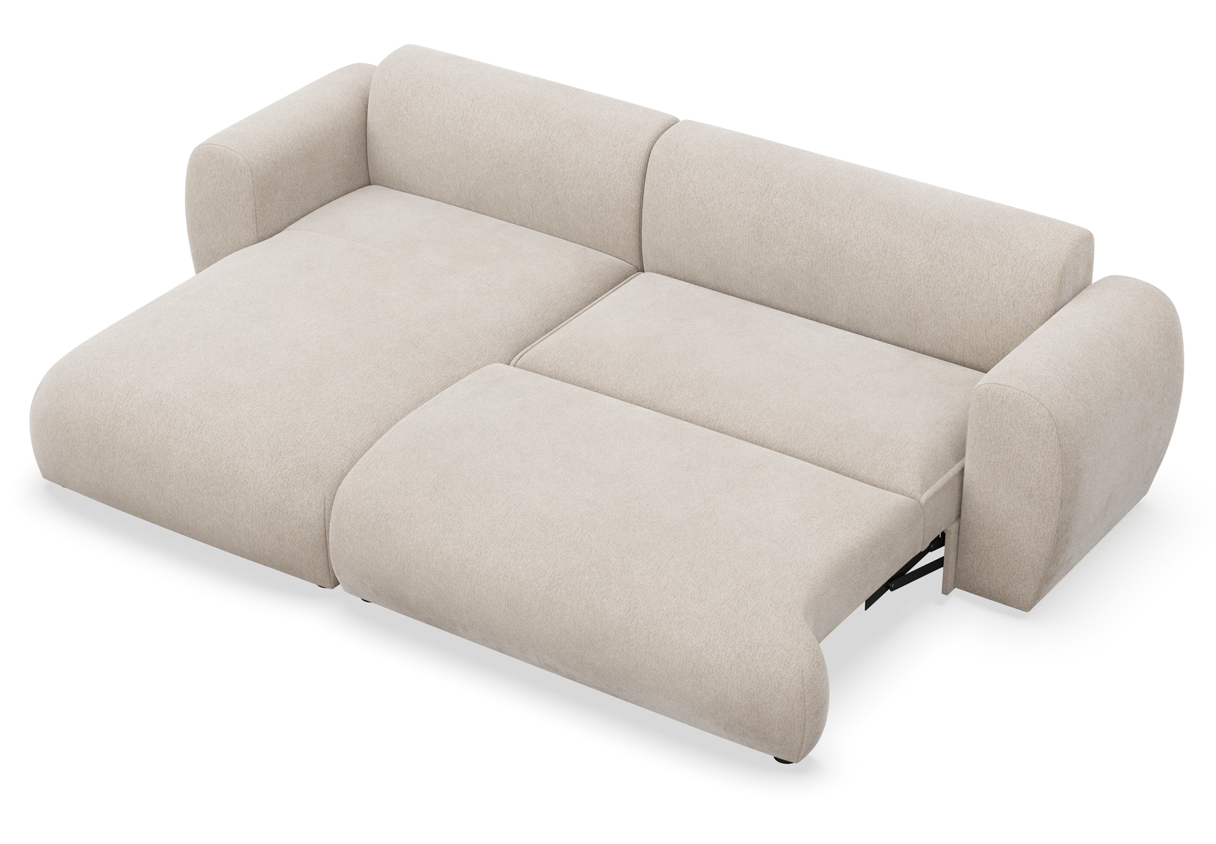 Ecksofa mit Schlaffunktion Emia, L-förmig, linksseitig, beige Chenille