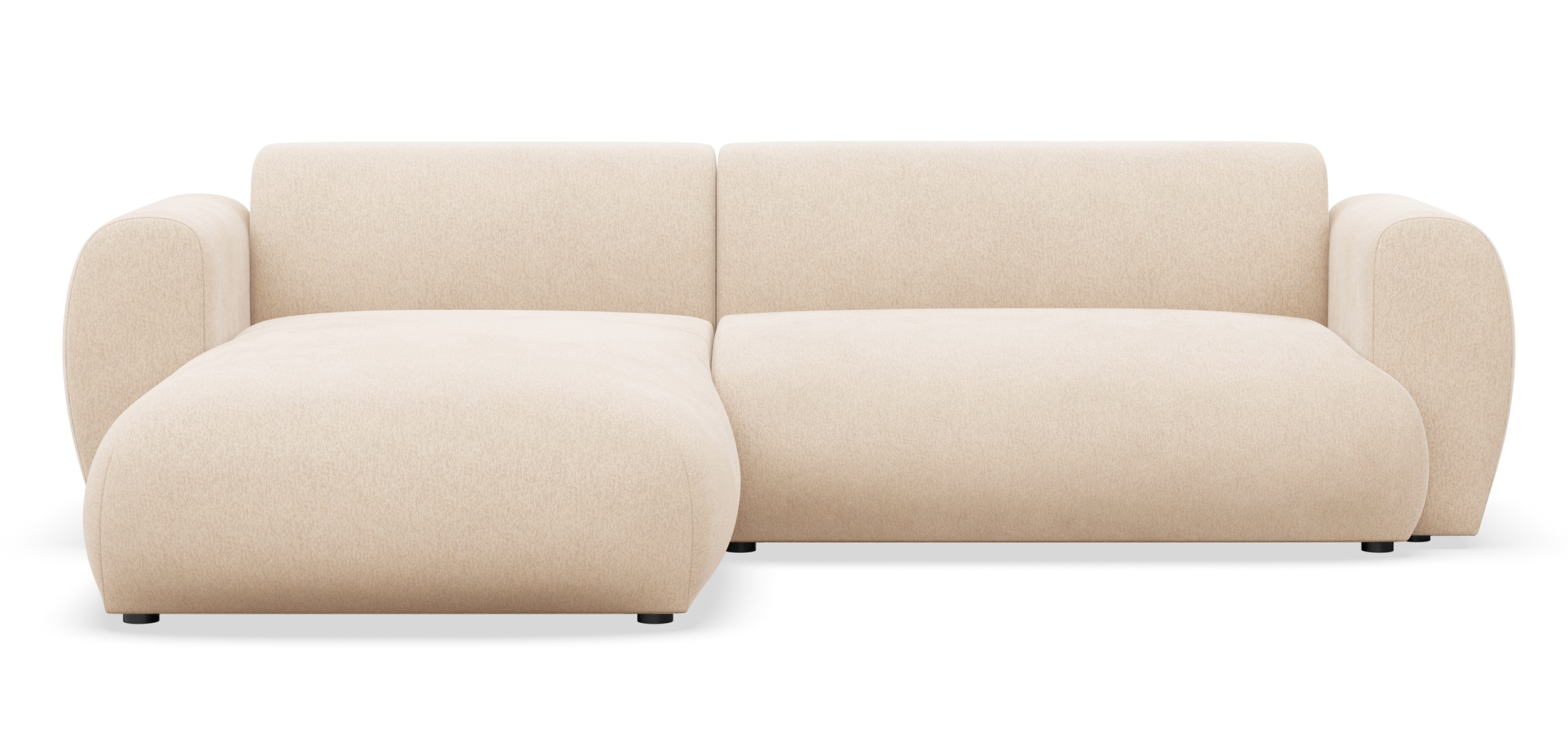 Ecksofa mit Schlaffunktion Emia, L-förmig, linksseitig, hellbeige Chenille