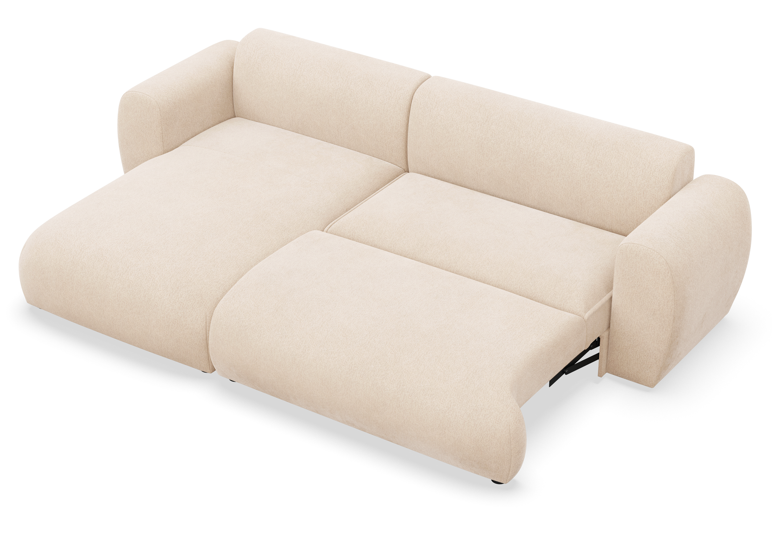 Ecksofa mit Schlaffunktion Emia, L-förmig, linksseitig, hellbeige Chenille