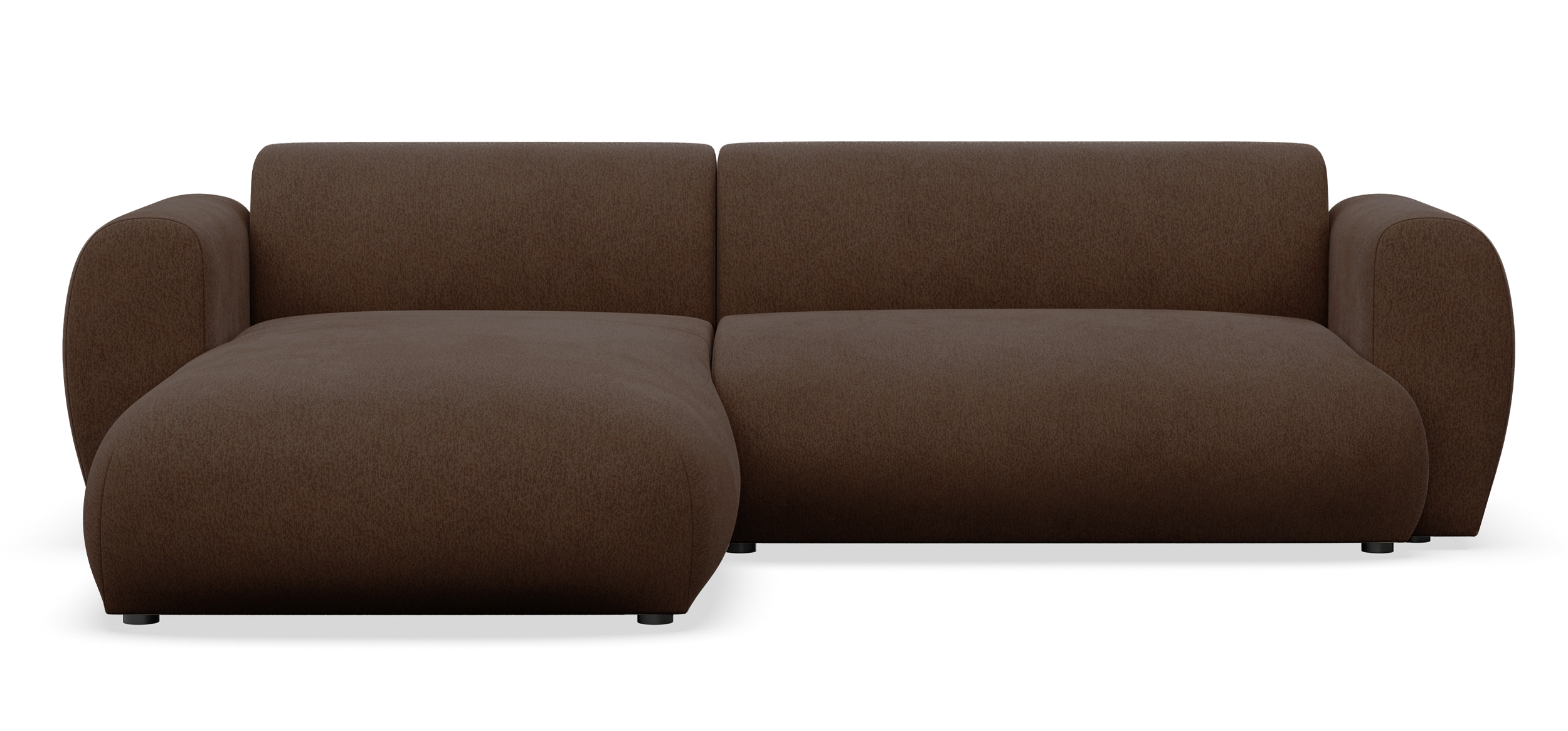 Ecksofa mit Schlaffunktion Emia, L-förmig, linksseitig, braunes Chenille
