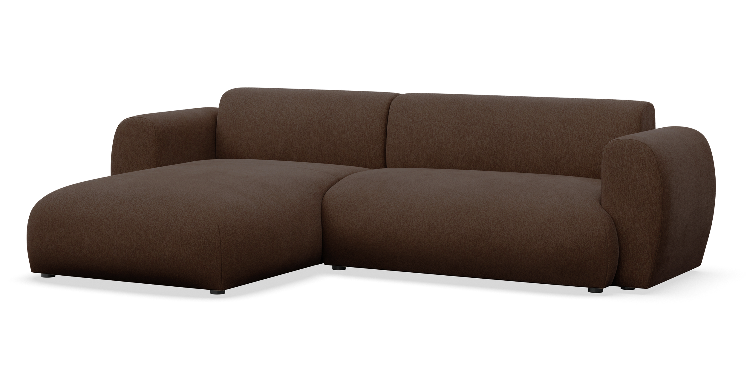 Ecksofa mit Schlaffunktion Emia, L-förmig, linksseitig, braunes Chenille