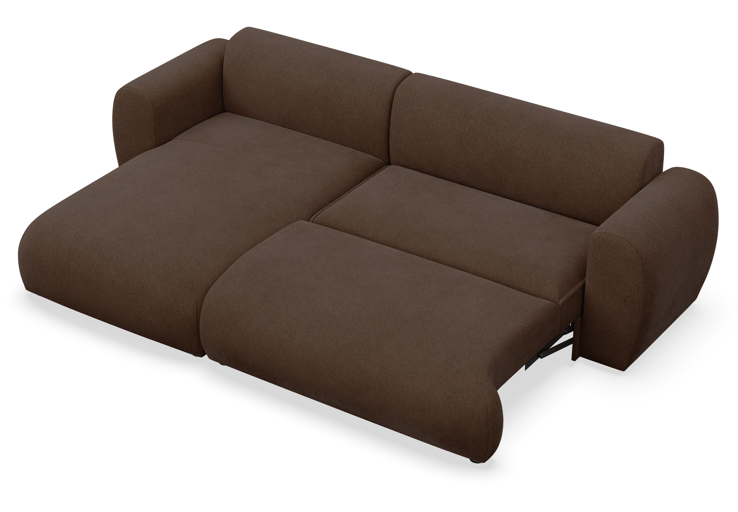 Ecksofa mit Schlaffunktion Emia, L-förmig, linksseitig, braunes Chenille