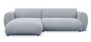 Ecksofa mit Schlaffunktion Emia, L-förmig, linksseitig, hellblauer Chenille-Bezug