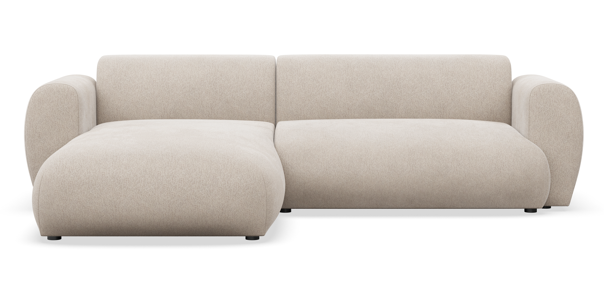 Ecksofa mit Schlaffunktion Emia, L-förmig, linksseitig, beige Chenille