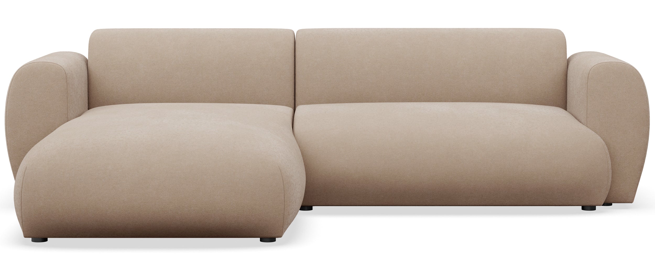 Ecksofa mit Schlafunktion Emia, L-förmig, linksseitig, beige, pflegeleichter Chenillestoff