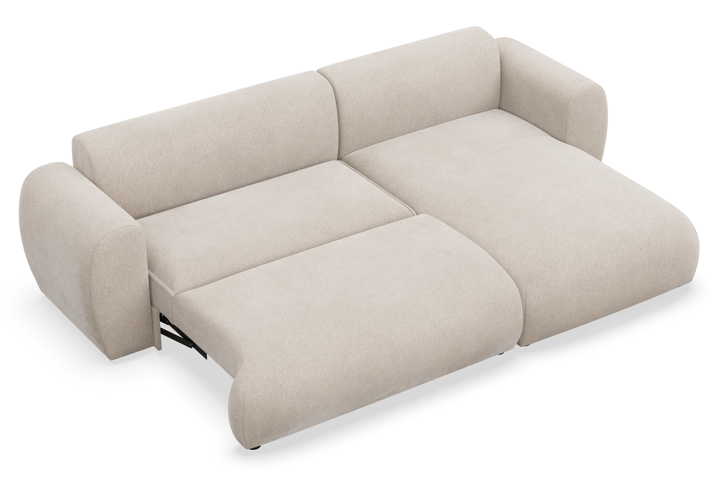 Ecksofa mit Schlaffunktion Emia, L-Form, rechtsseitig, beige Chenille