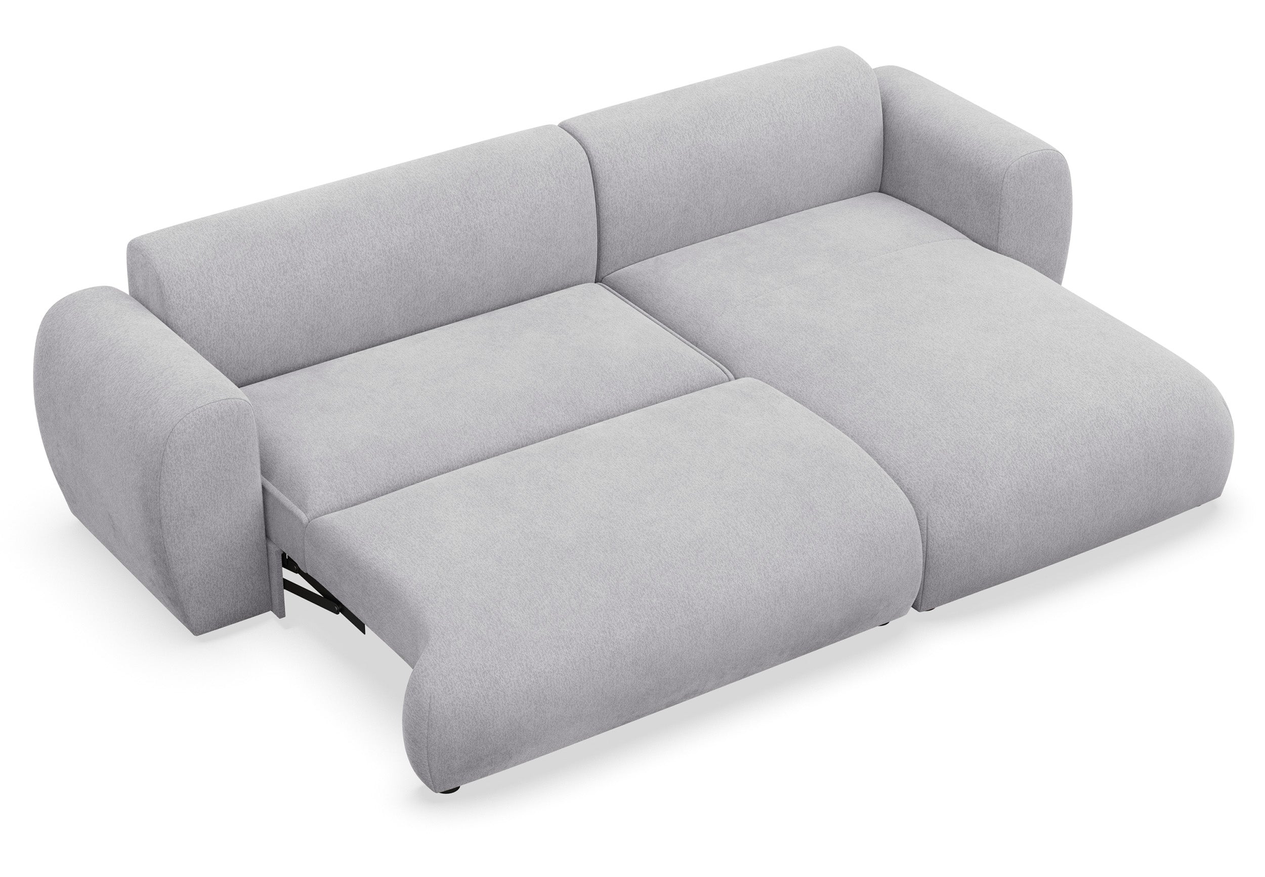 Ecksofa mit Schlaffunktion Emia, L-förmig, rechtsseitig, grau Chenille