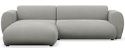 Ecksofa mit Schlafunktion Emia L-förmig, linksseitig, hellgrauer Chenille-Stoff, leicht zu reinigen