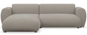 Ecksofa mit Schlafunktion Emia, L-förmig, linksseitig, grau-beige, pflegeleichter Chenillestoff