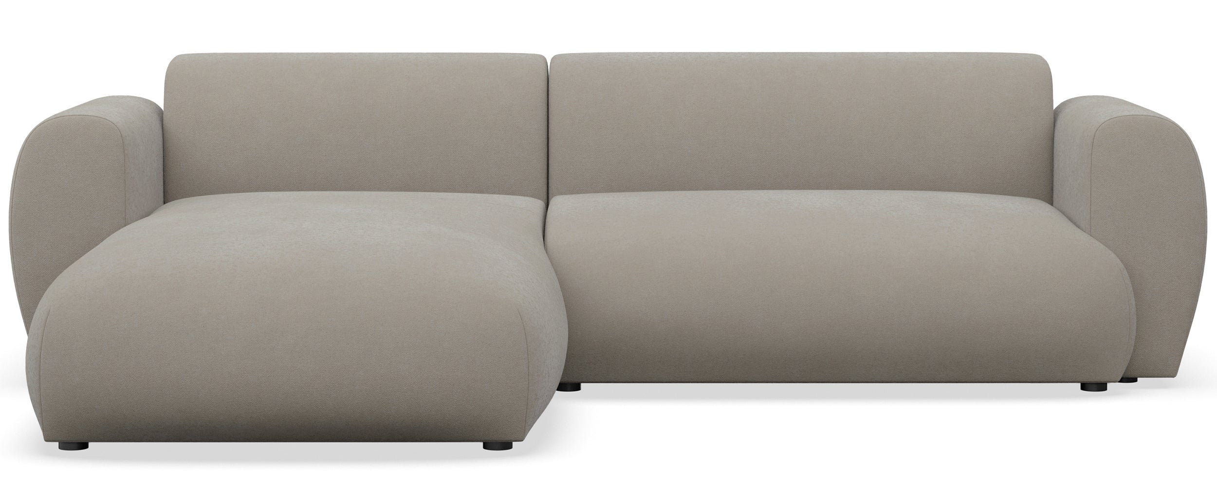 Ecksofa mit Schlafunktion Emia, L-förmig, linksseitig, grau-beige, pflegeleichter Chenillestoff
