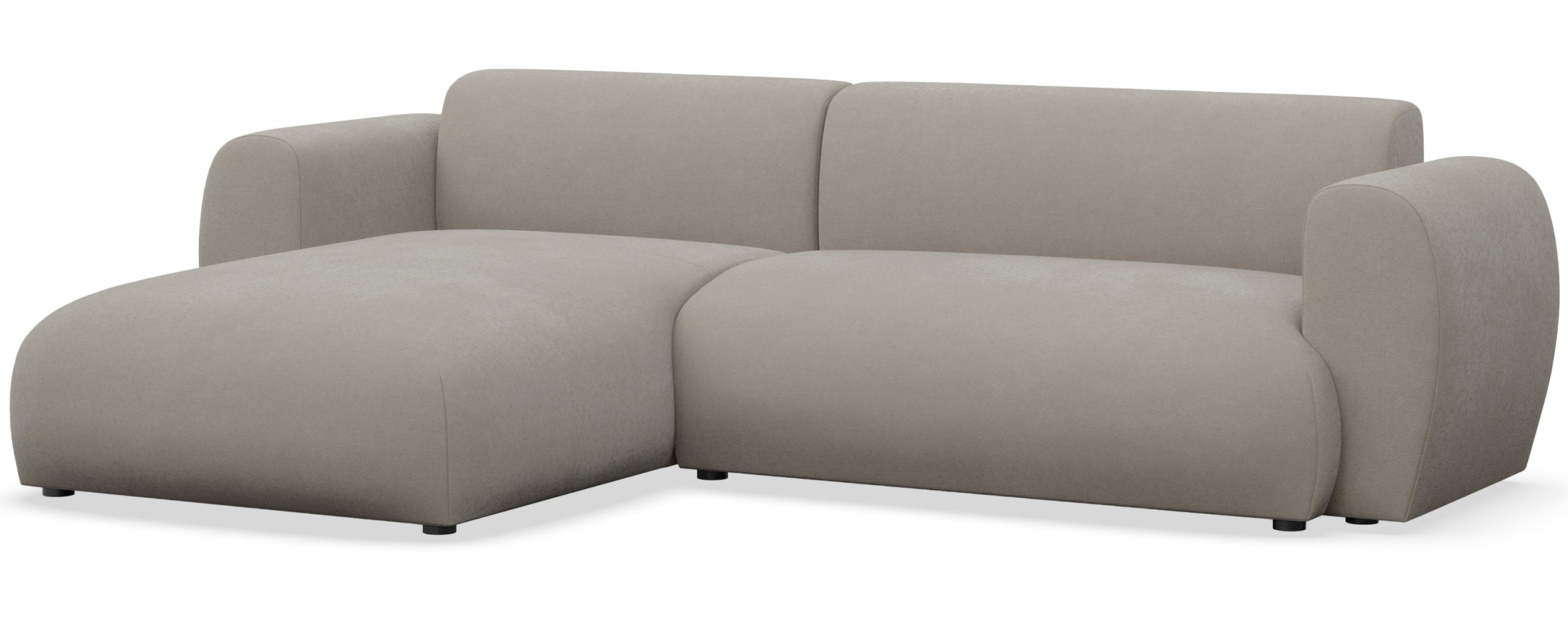 Ecksofa mit Schlafunktion Emia, L-förmig, linksseitig, grau-beige, pflegeleichter Chenillestoff